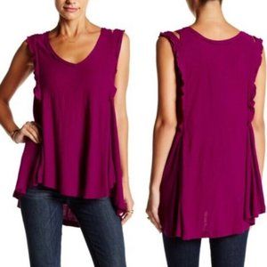 Free People Bondi Waffle Fuchsia Tank Top, Small
